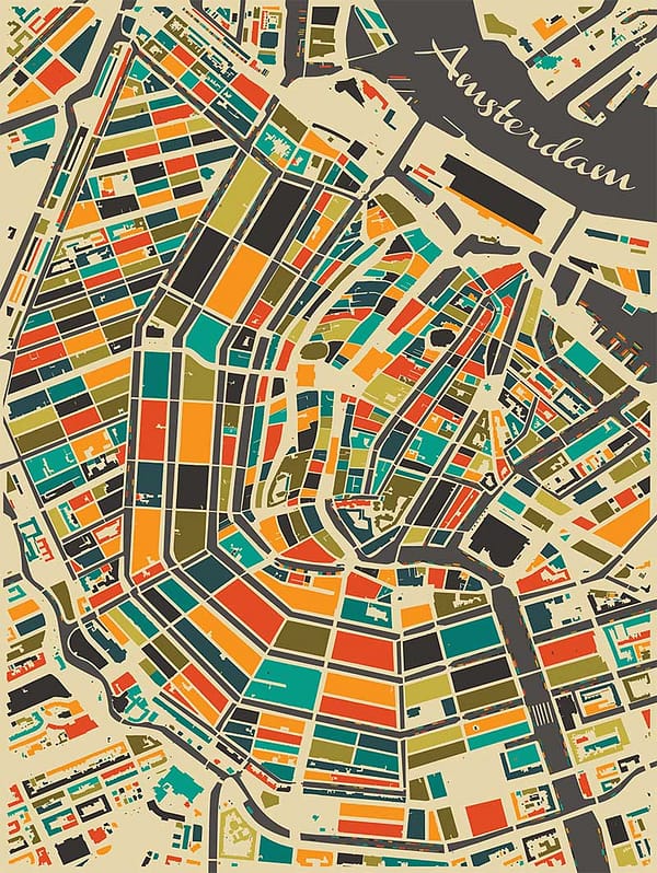 Stadskaart Amsterdam Print Mozaiek