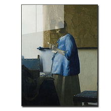 Foto Op Hout Me Brieflezende Vrouw Johannes Vermeer